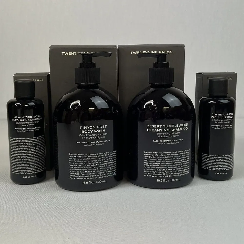 Twentynine Palms 4‎ Pc Lot Shampoo Body Wash Cleanser And Exfoliator MSRP $200